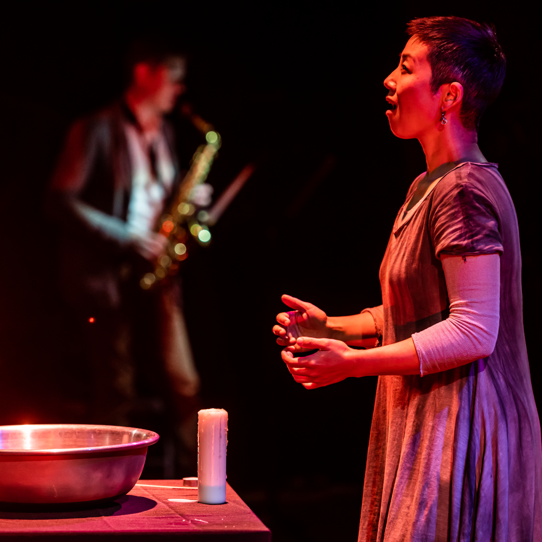 Wallace Halladay and Xin Wang in Love Songs a Saxophony. Photography by Dahlia Katz