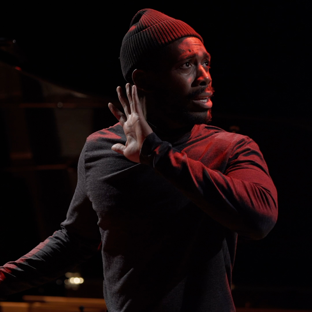 SOS Tapestry Opera: A man with a dramatic expression looking away from the camera